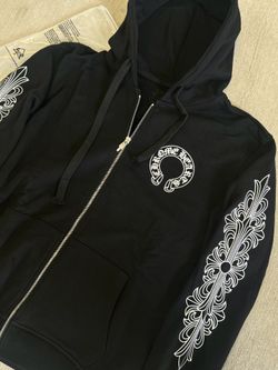 Black Chrome Heart Zipup Hoodie