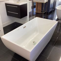 59” Bathroom Freestanding Bathtub New With Steel Frame With Legs One Piece Acrylic Ready For Pick Up Today