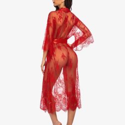 Lace Kimono Robe Sheer Nightdress