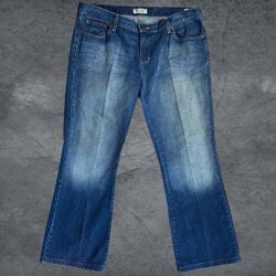 American Eagle Women's Jeans Mid Rise Hipster Fit Regular Distressed Size 14