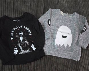 Halloween baby boy ghost and jack skellington tops