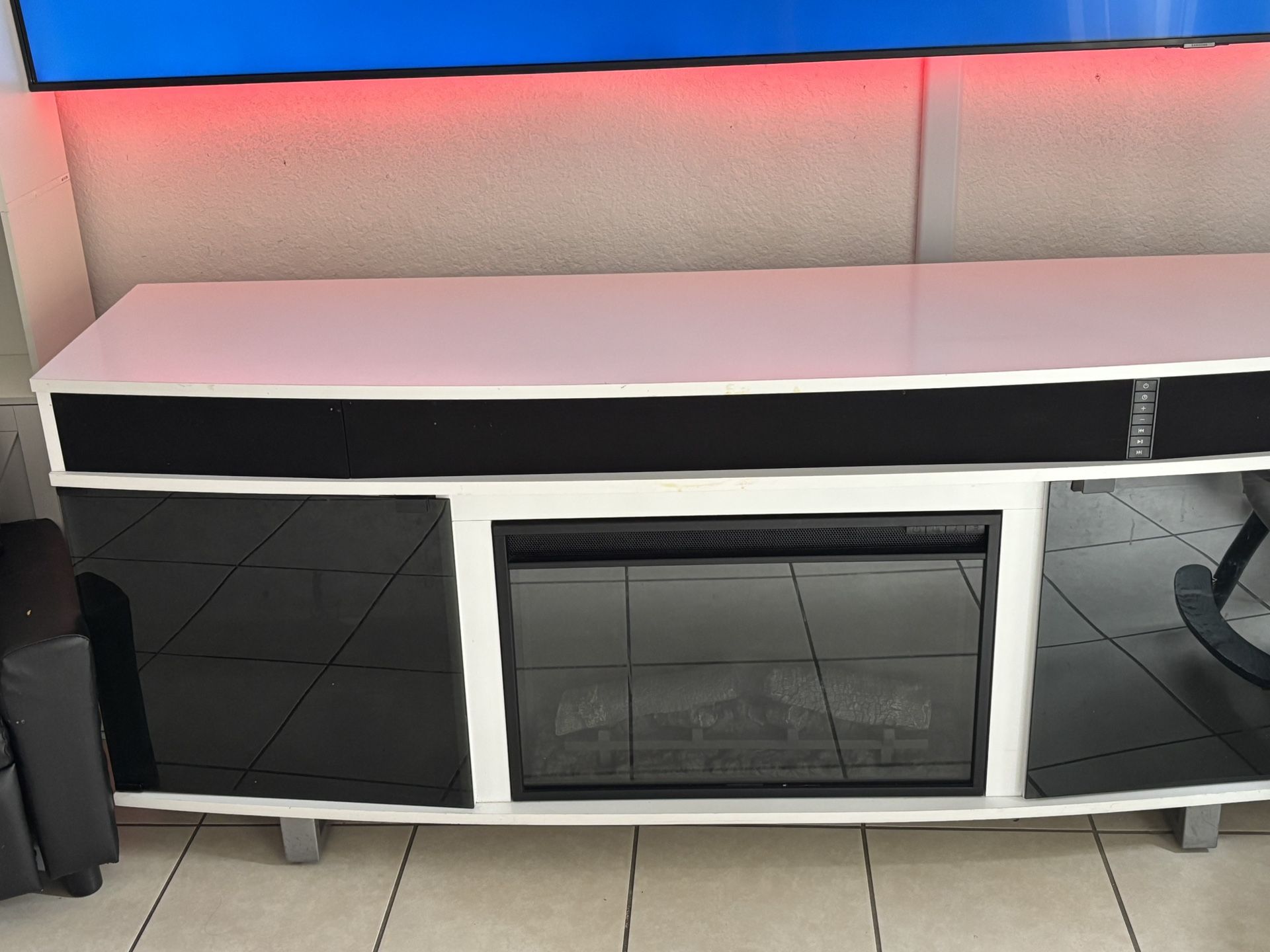 Tv Stand With Fire Place And Audio System Included