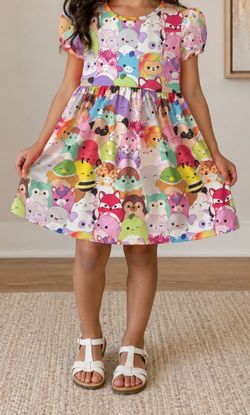 Squishmallows Girls Short Sleeve Dress - 5T