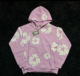 Pink denim tear hoodie