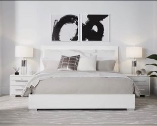 Calcutta Marble King Size LED Bedroom Set