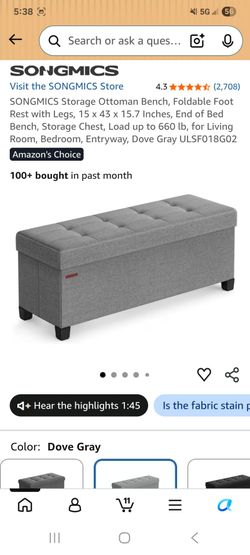 SONGMICS Storage Ottoman Bench