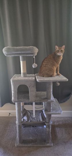 56.3" plush cat tower