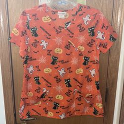 ScrubStar Halloween Scrub Top 🎃 👻 🐈‍⬛