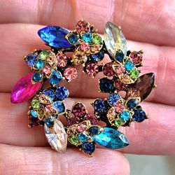 Vintage Multi-color Rhinestone Brooch