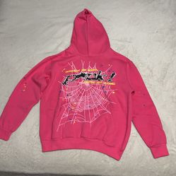 Sp5der Hoodie Pink Size Medium