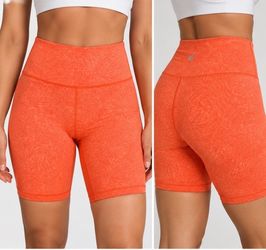 Lululemon Wunder Train 8” Orange Print Shorts Size 4