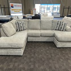 Grey Double Chaise Sectional Couch 