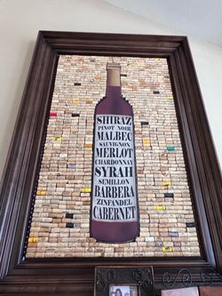 Custom built wall art corks and wine