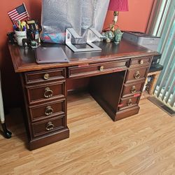 Traditional Executive Partner Desk with Brass Hardware