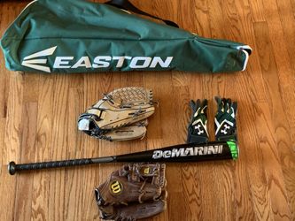 Baseball Easton Bag, 31/21 Oz DeMarini Bat, Gloves,