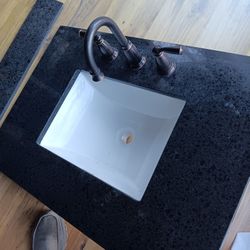 Integral Granite Porcelain Sink &  Backsplash 