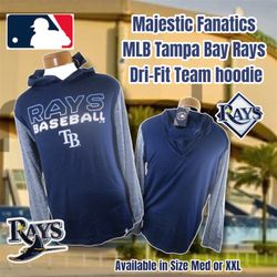 Majestic Fanatics Tampa Bay Rays long-sleeve Dri-Fit Team hoodie, XL or Med (Navy/Gray)