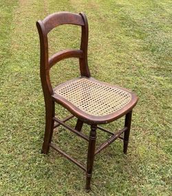 Early 20th Century Antique French Style Cane Seat Single Accent Wood Chair
