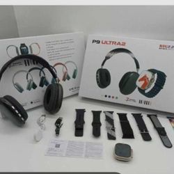 P9 Ultra Bluetooth Headphones ,Smartwatch With 7 Bands