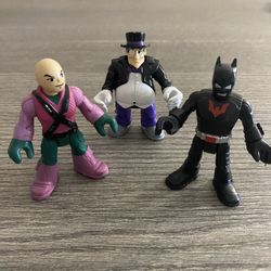 DC Super Friends Imaginext Lex Luthor  Penguin Batman Action Figures Lot 3”