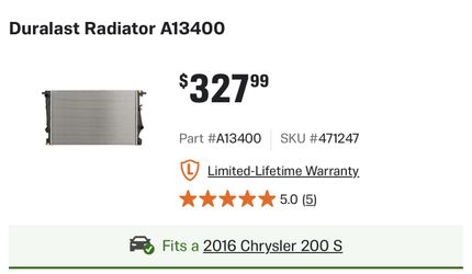 2016 Chrysler 200 Radiator