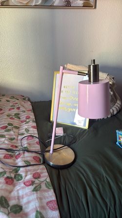 Pink Metal Desk Lamp with Round Base