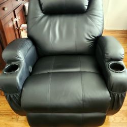 Recliner Massage Chair for Elderly and Adults, PU Leather Manual Recliner Chair, 360° Swivel