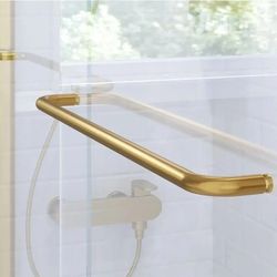 0378: Sealed/ New Shower Door Handle 20 inches Round Single Side Pull Towel Bar Stainless Steel for 1/4" to 1/2" Thickness Glass - Brushed Gold
