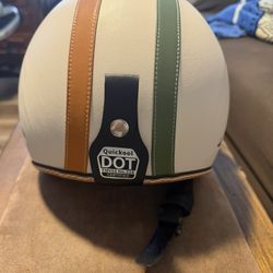 Quickool Retro Motorcycle Helmet – Cream/Ivory | S/M | DOT Certified