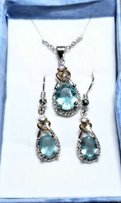 Blue Topaz Necklace & Earrings Set