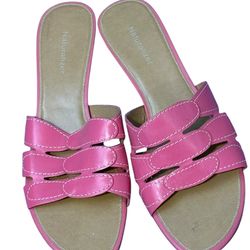 Naturalizer Pink Leather Slide Sandals – Size 10M – Comfort Wedge Heels