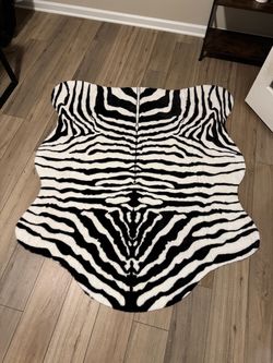 Faux Zebra Print Area Rug non slip 4.6/5.2 ft