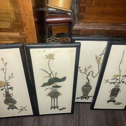 Asian 4 Season Plaques Large Vintage 