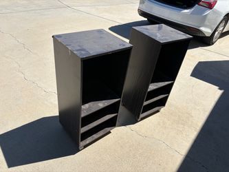 Black Wood Shelving Units – Set of 2