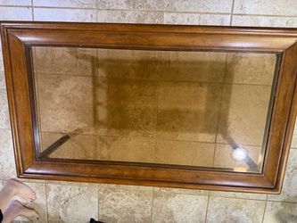 Glass, metal, and wood Coffee Table