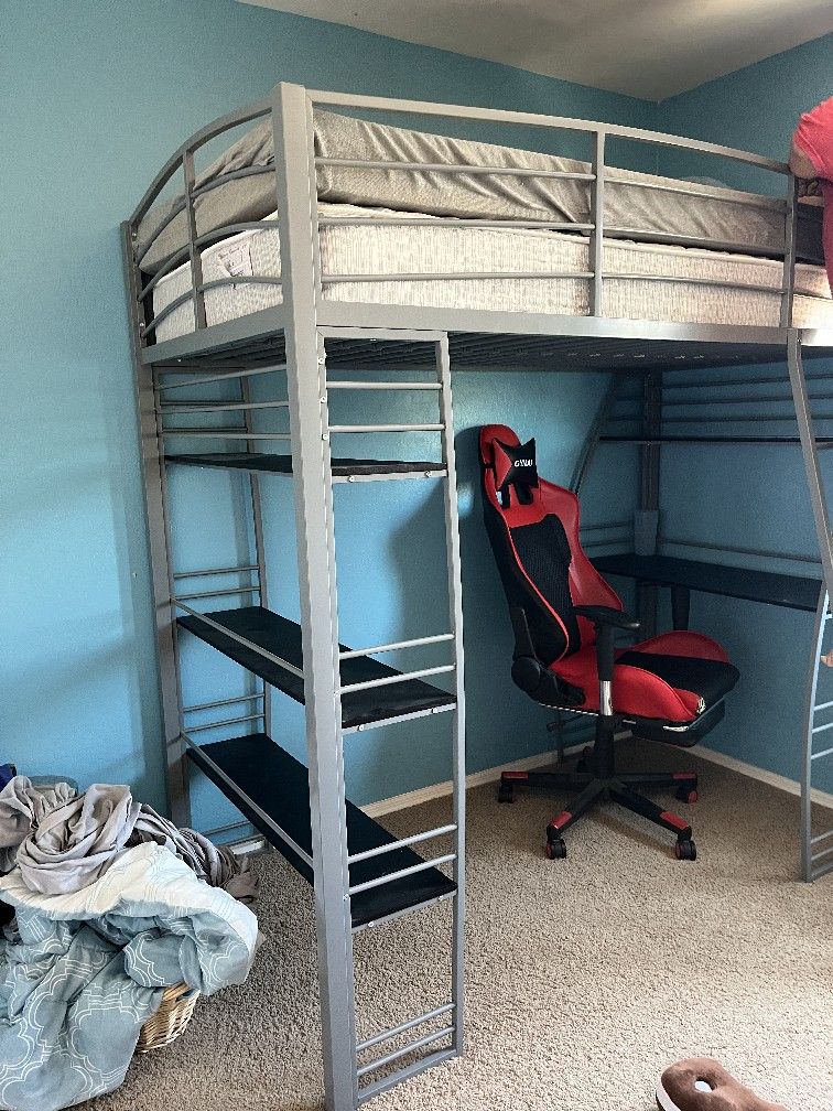 Loft Bed With Integrated Desk And Shelves