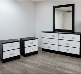 Dresser whit mirror and 2 nightstands - Cómoda con espejo y 2 mesitas de noche