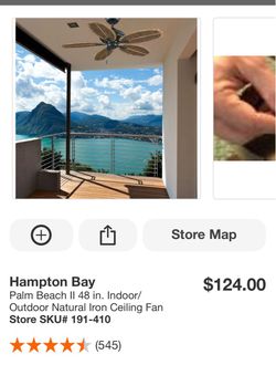 Palm Beach II 48 in. Indoor/Outdoor Natural Iron Ceiling Fan