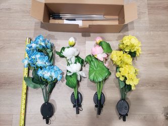 Brightown Solar Lights Outdoor, 4 Pack Solar Garden Lights with Larger & More Realistic Flowers, Waterproof Outdoor Solar Lights for Yard Patio Lawn P