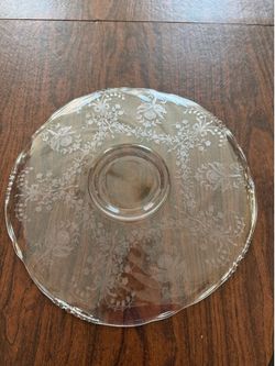 Orchard etched crystal platter