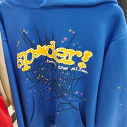 Sp5der Hoodie Blue And Yellow