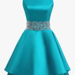 New Aqua And Rhinestone Midi Dress Size 6 