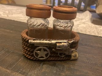 Salt and pepper shaker with holder