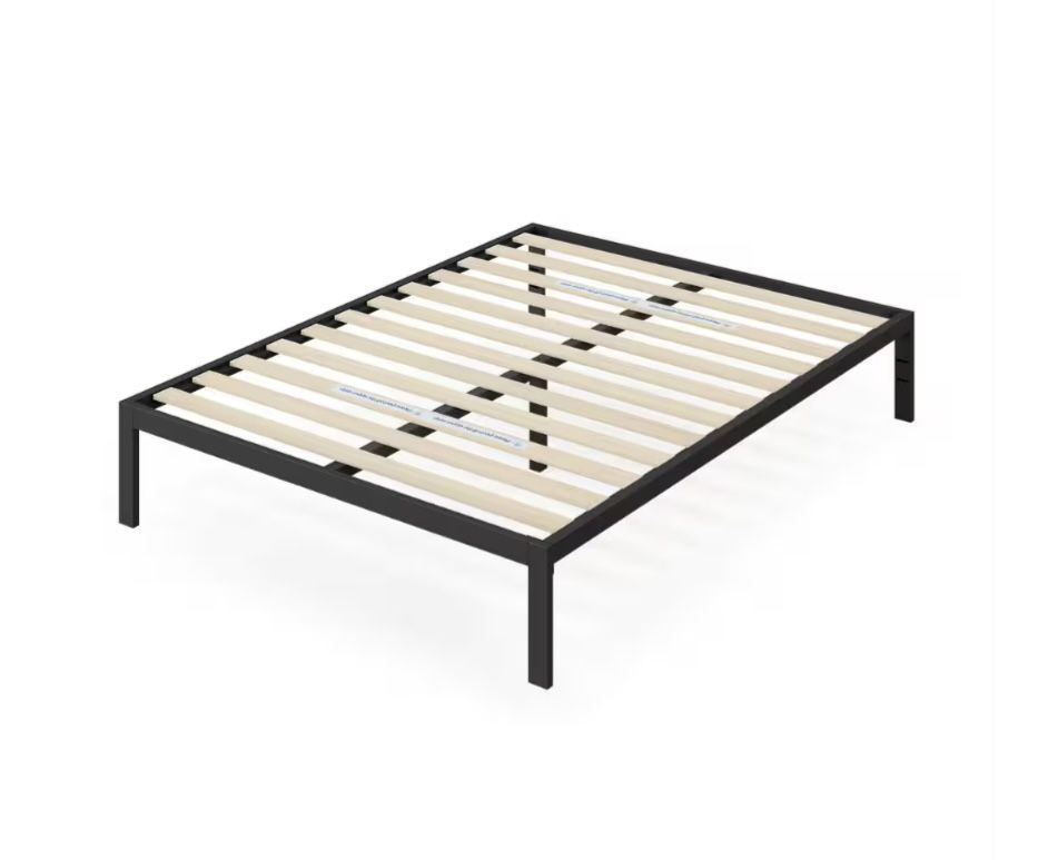 Full Size Metal Bed Frame With Wood Slats, 18”