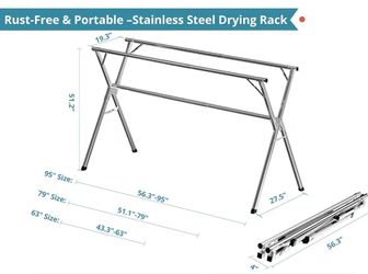 JAUREE 63” Stainless Steel Folding Drying Rack