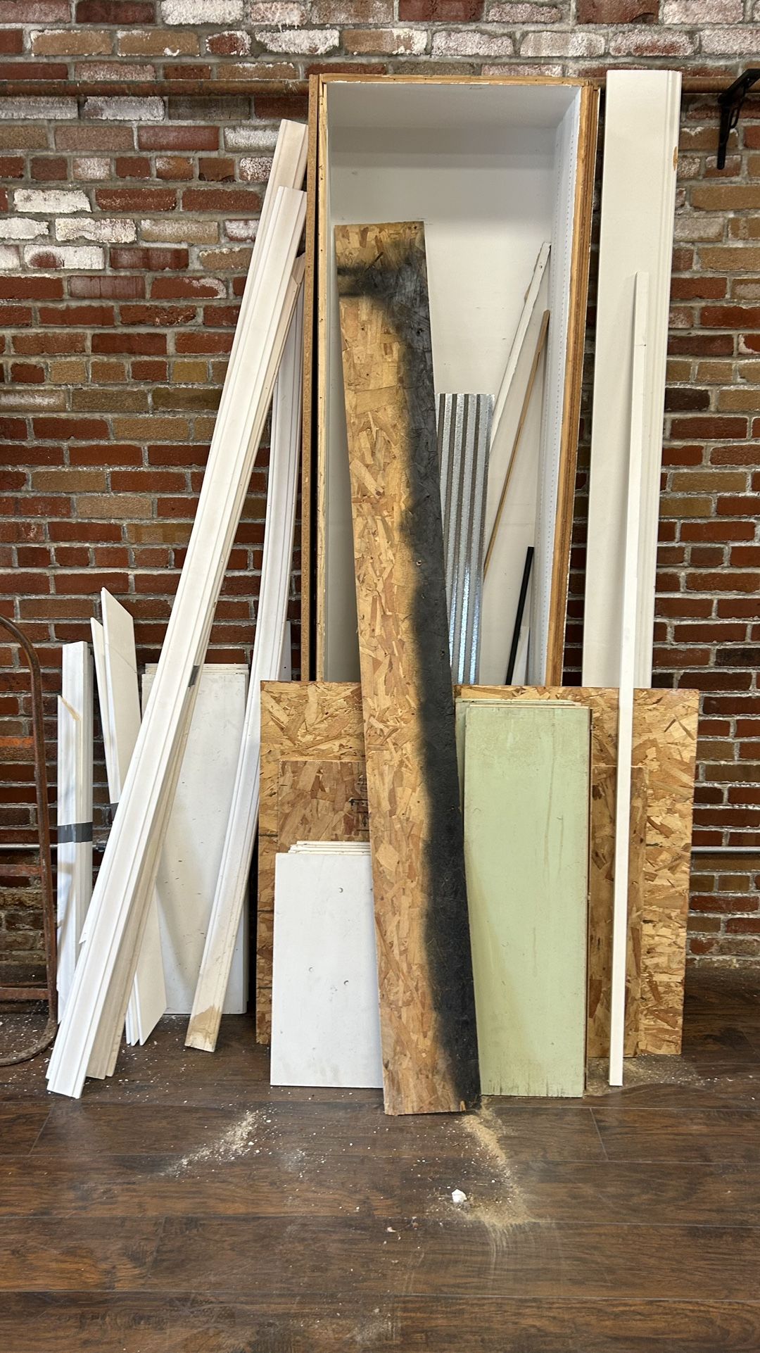 Assorted Shelves, Baseboard, Trim And Large Bookshelf