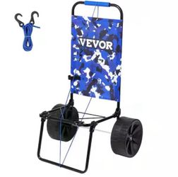 Beach Dolly with Big Wheels for Sand 8 cu ft PU steel Garden Cart Cargo Deck 69 lbs. Loading Capacity Folding