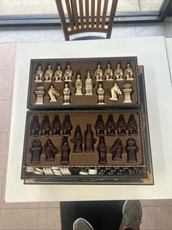 vintage Pier 1 imports chinese dragon chess set Wood Chess Board Storage Pieces