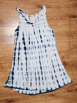 Haani Women's Blue and White Tie-Dye Sleeveless Tunic Size XL