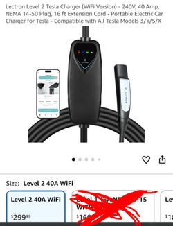 Tesla electric power charging cord Lectron Level 2 Portable EV Charger - 40 Amp, NEMA 14-50 cargador